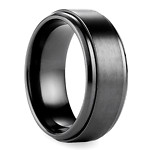 Men’s 8mm Black Stepped Titanium Matte/Polished Wedding Band Ring