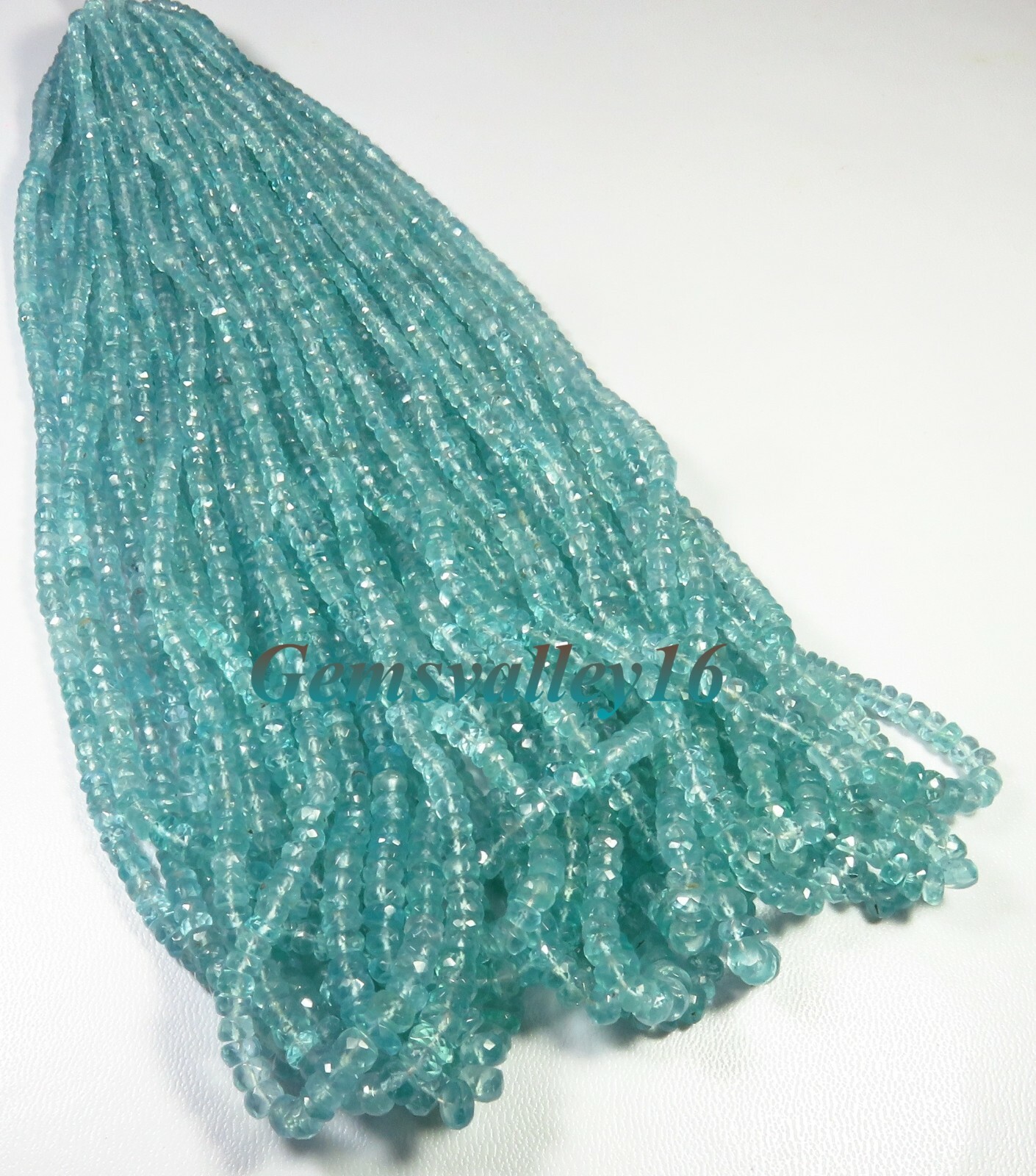 WORTHY~ Sky Blue Apatite Rondelle Faceted Gems Beads 5 Strands Lot 3-5mm GV-1629