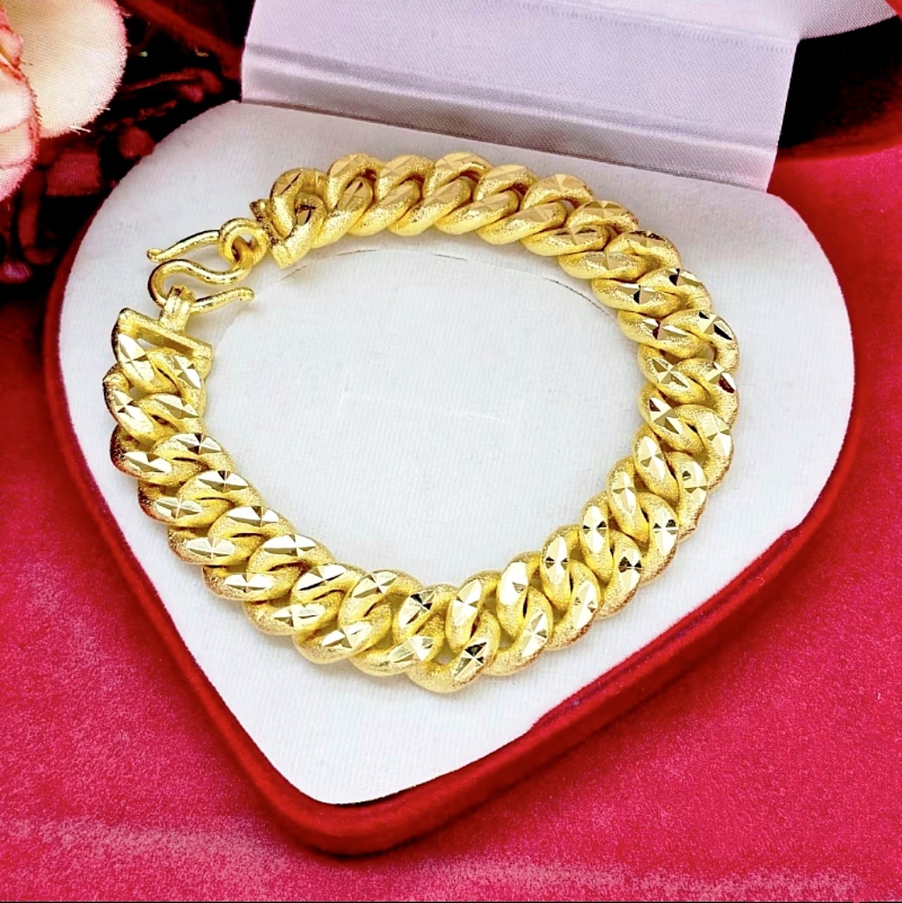 Luxury Gold Bracelet | 24K Gold Plated GP 5 Baht Thai 8 Inch for Unisex