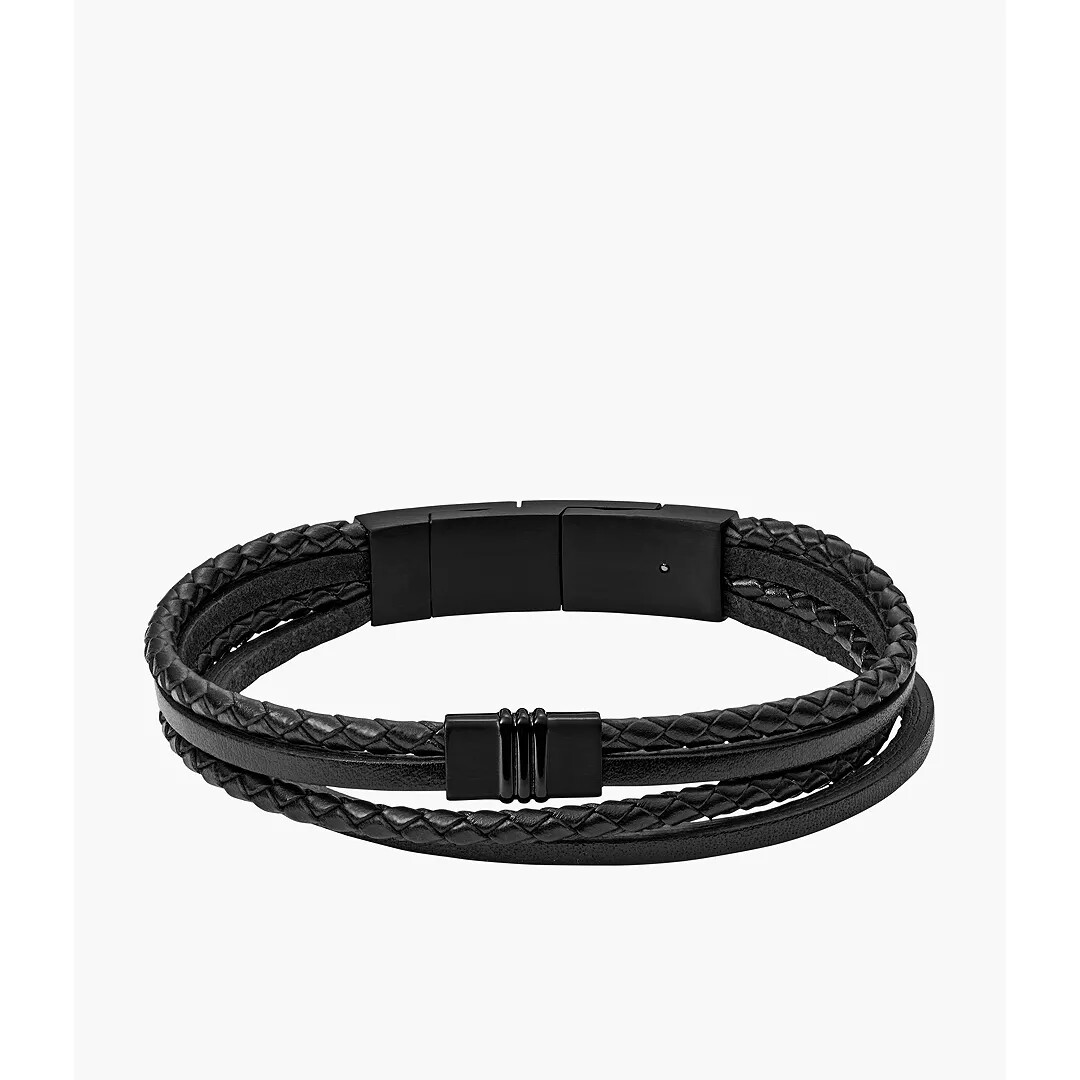 Fossil – Men’s Multi-Strand Leather Bracelet, Black