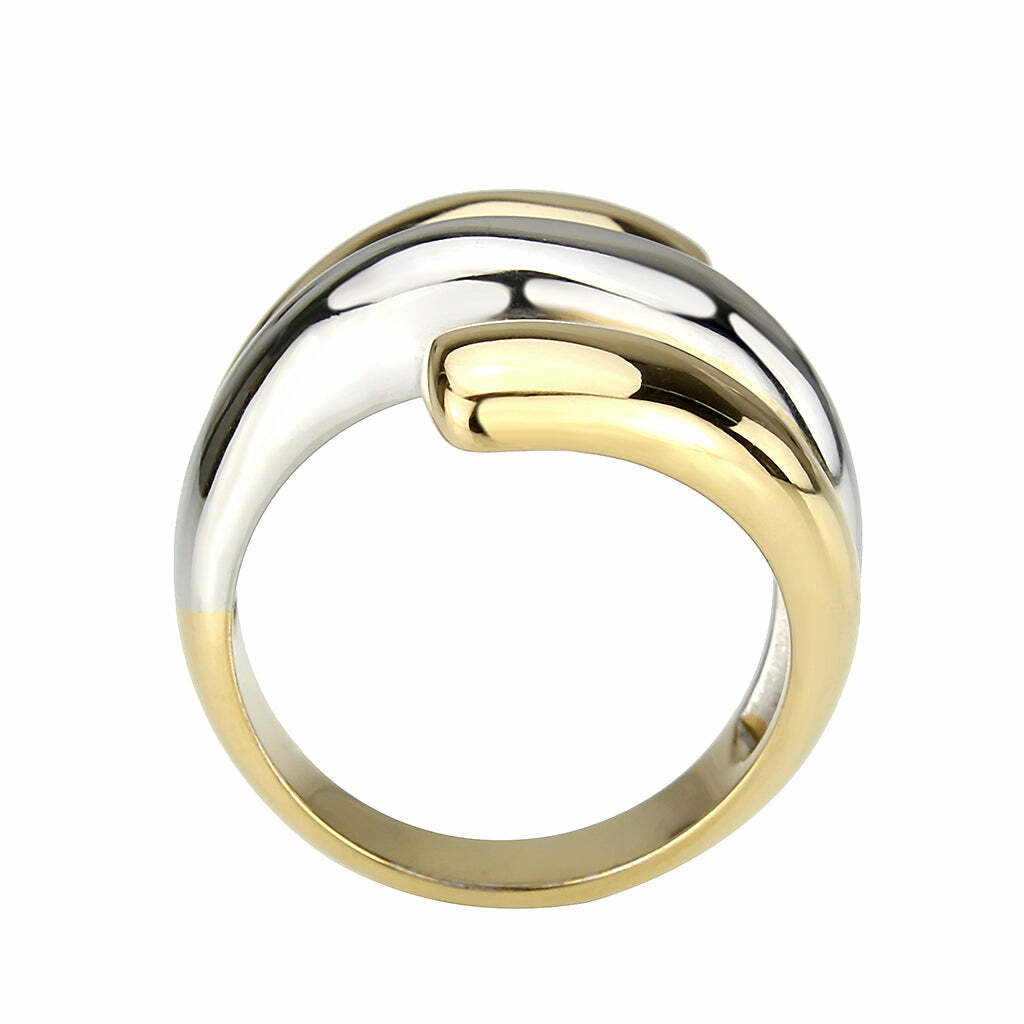 TK3796 – Two Tone IP Gold (Ion Plating) Stainless Steel Ring with NoStone in No
