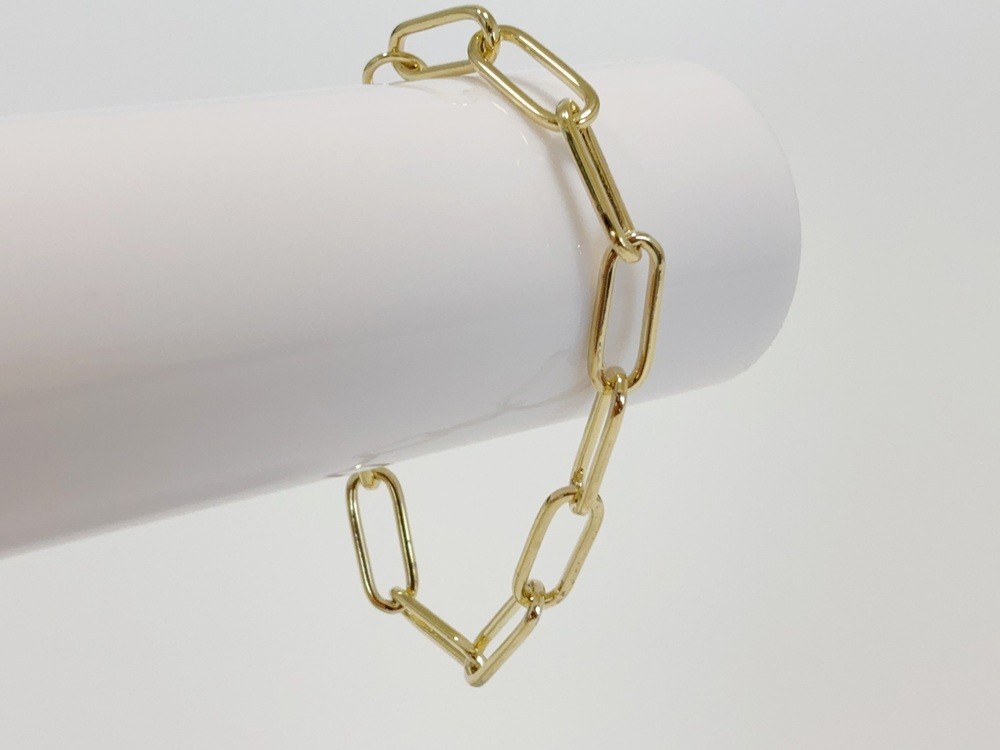 10k Yellow Gold 10.5mm Paperclip Chain Cable Link Rolo Bracelet Womens Mens 8″