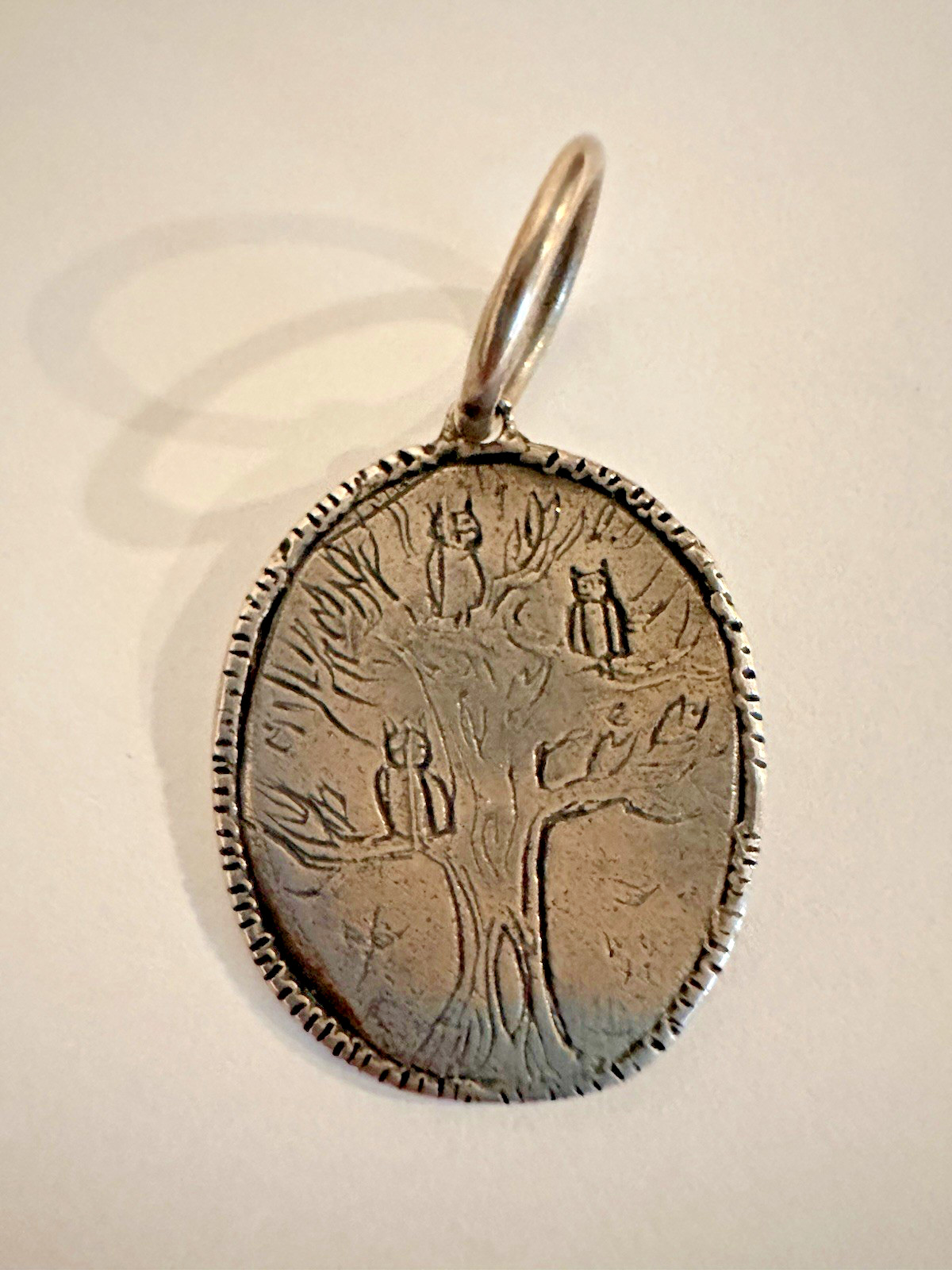 Jes MaHarry Sterling Grow Strong & Wise Silver Charm Pendant Owls Tree Sundance