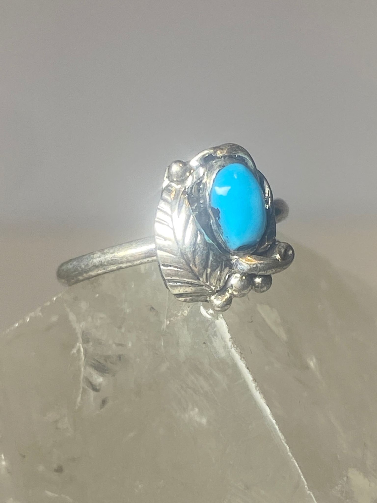 Turquoise ring southwest pinky floral leaves blossom baby children women girls