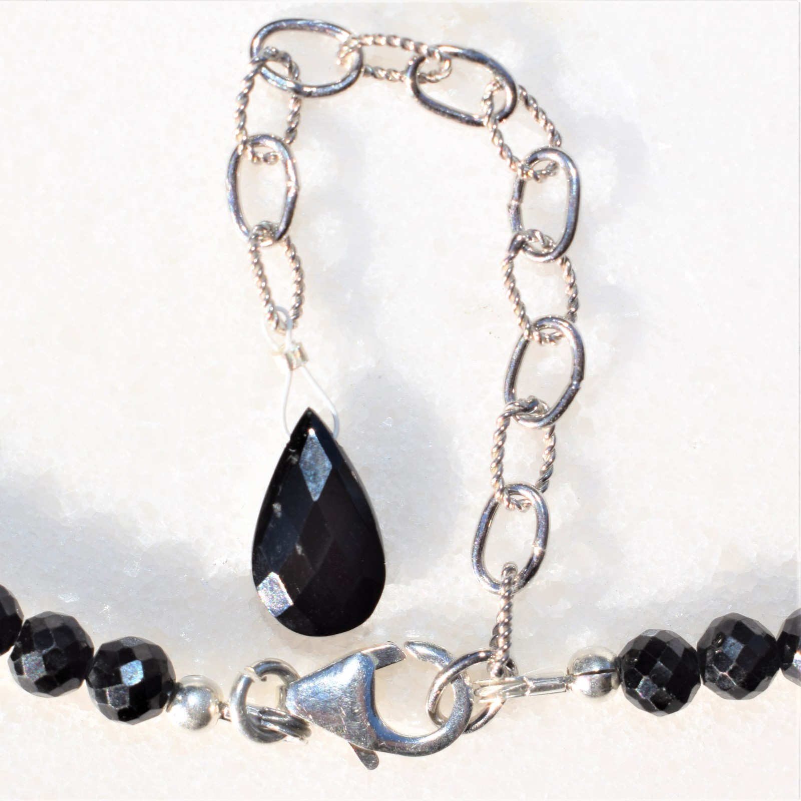 AAA-Gem Grade Black Tourmaline Necklace Adjustable 17″ – 19.5″ 925 Silver 4.3mm