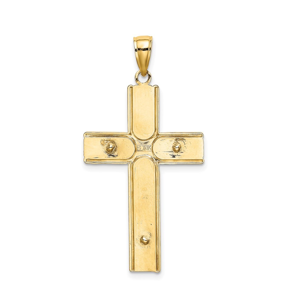 14K Yellow Gold Cruicifx Corss Shape Charm Pendant L -39.7mm, W-21mm