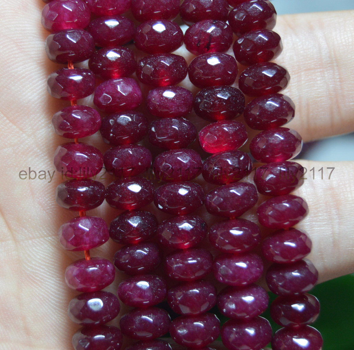 Pretty 4X6mm Faceted Dark Red Garnet Gemstone Roundel Loose Beads 15″