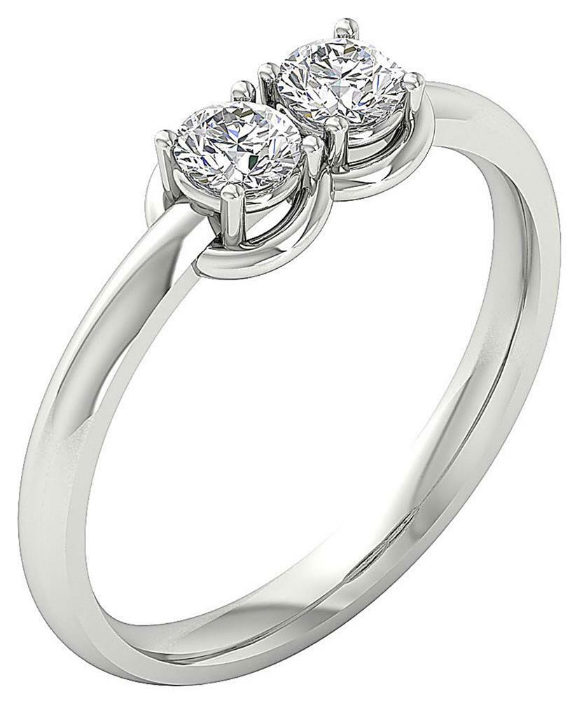 Forever Us Two Stone Ring SI1 G 0.55Ct Natural Round Diamond 14K Gold 6.00MM