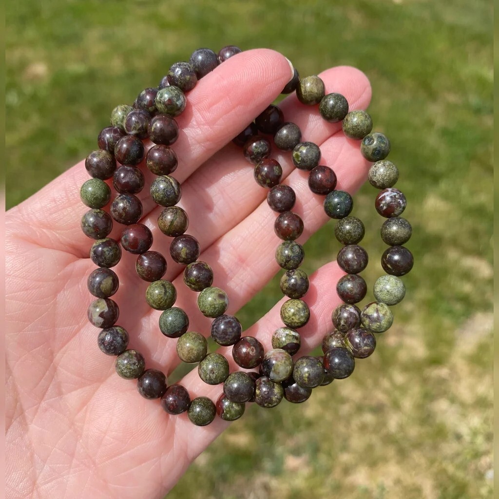 Dragon Blood Stone 8mm Beaded Balance Healing Reiki Stretch Women Men Bracelet