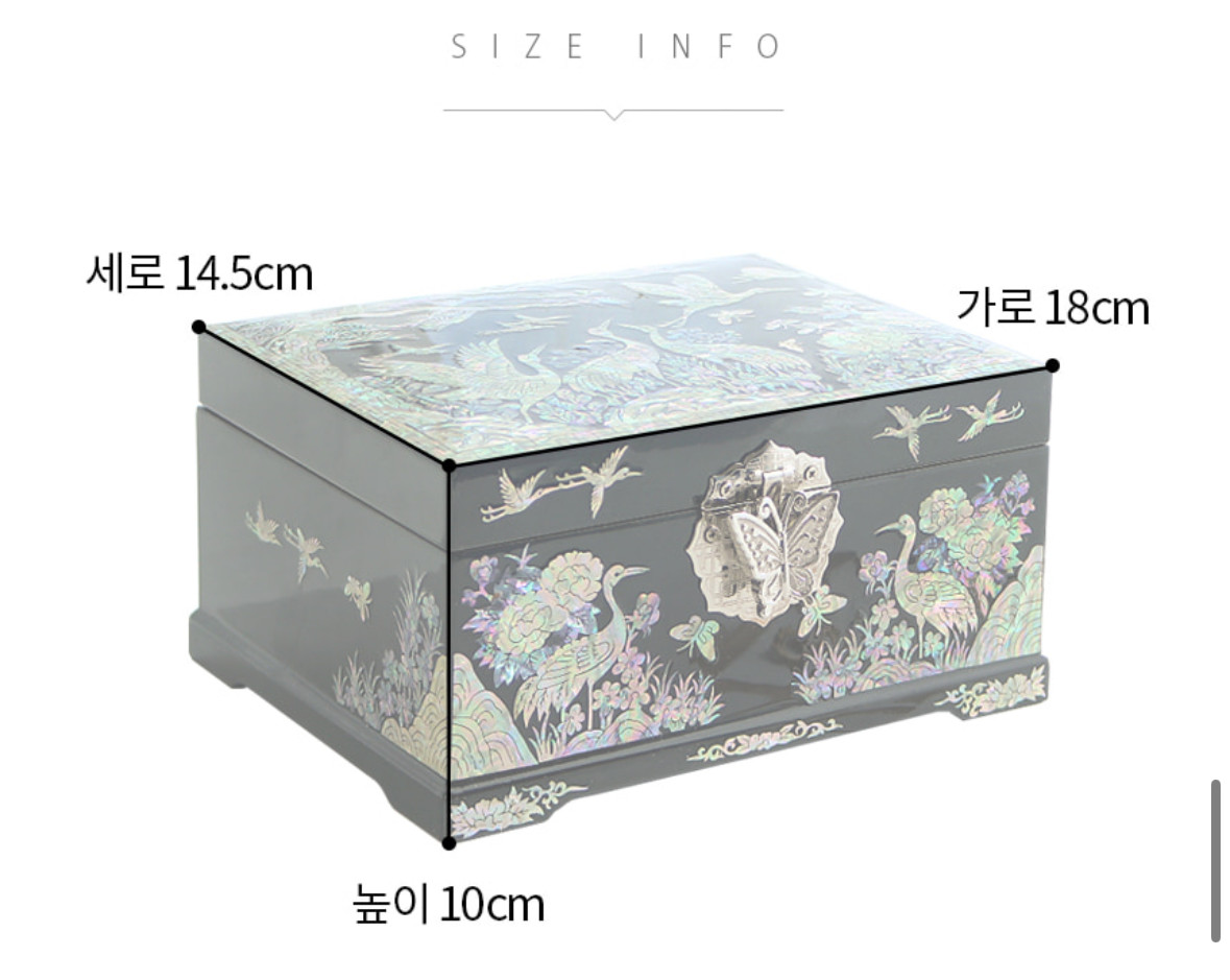 Handcrafted Korean Mother-of-Pearl 2-Tier Jewelry Box – Longevity Crane Motif