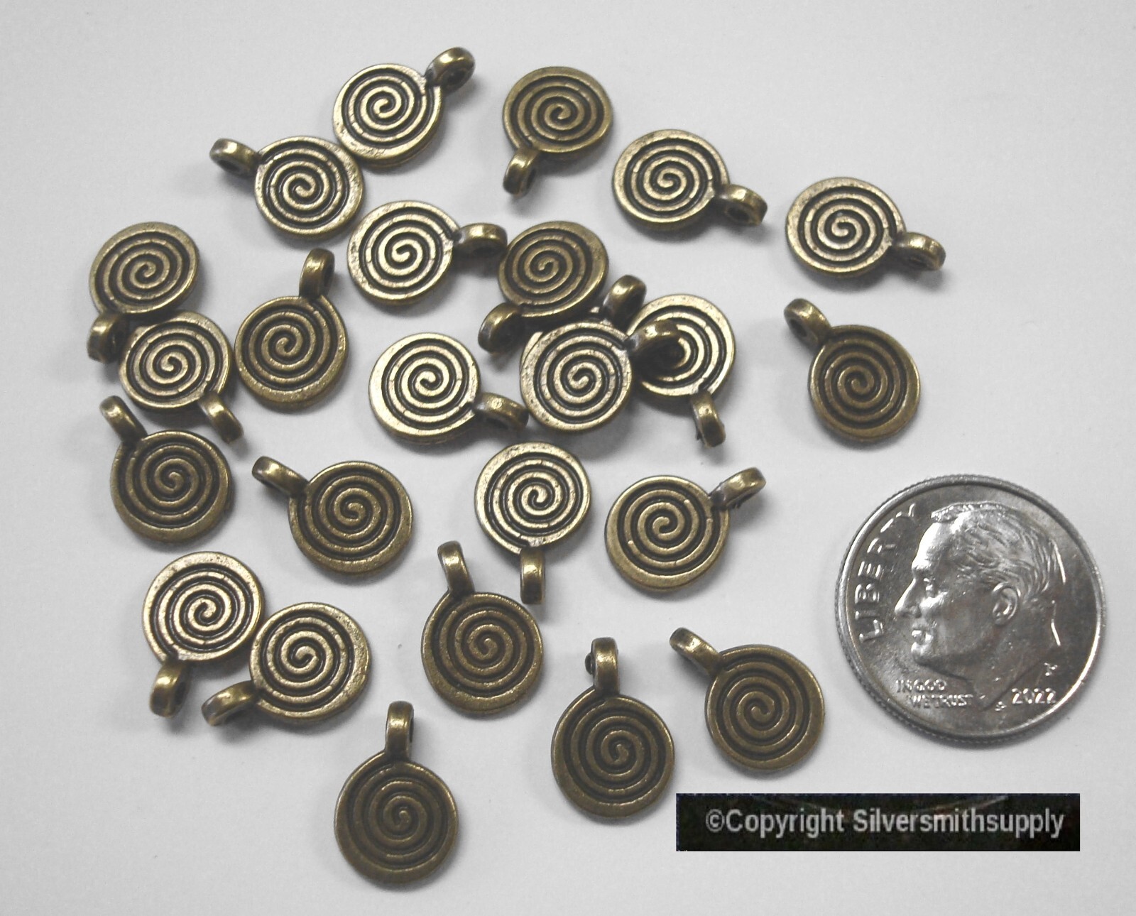 12mm Spiral swirl coil charms earrings pendants BRONZE plt 25pcs CFP177