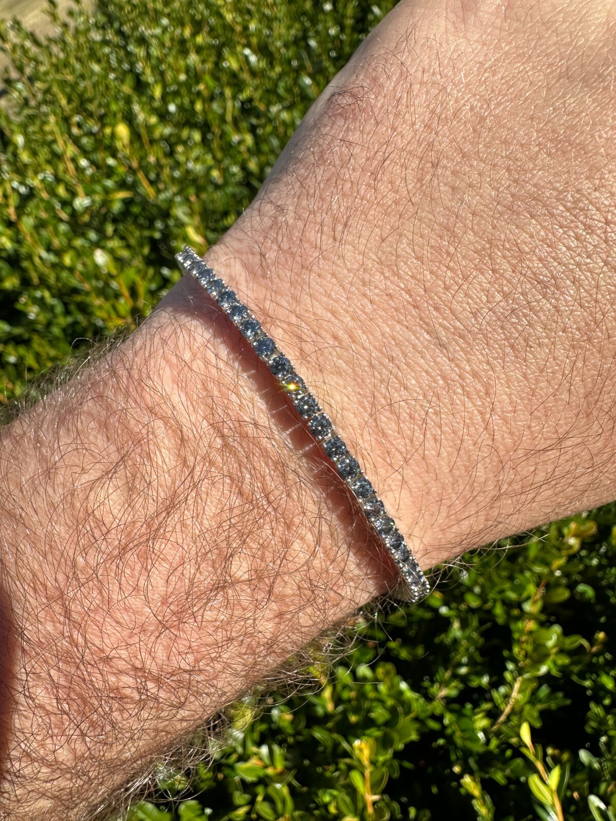 Real Iced Blue Gray MOISSANITE 3mm Tennis Bracelet 925 Silver Passes Tester