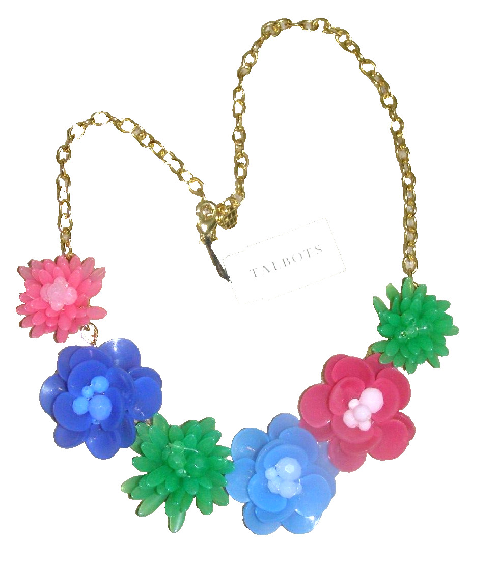 TALBOTS MIXED MEDIA FLOWER NECKLACE NWT