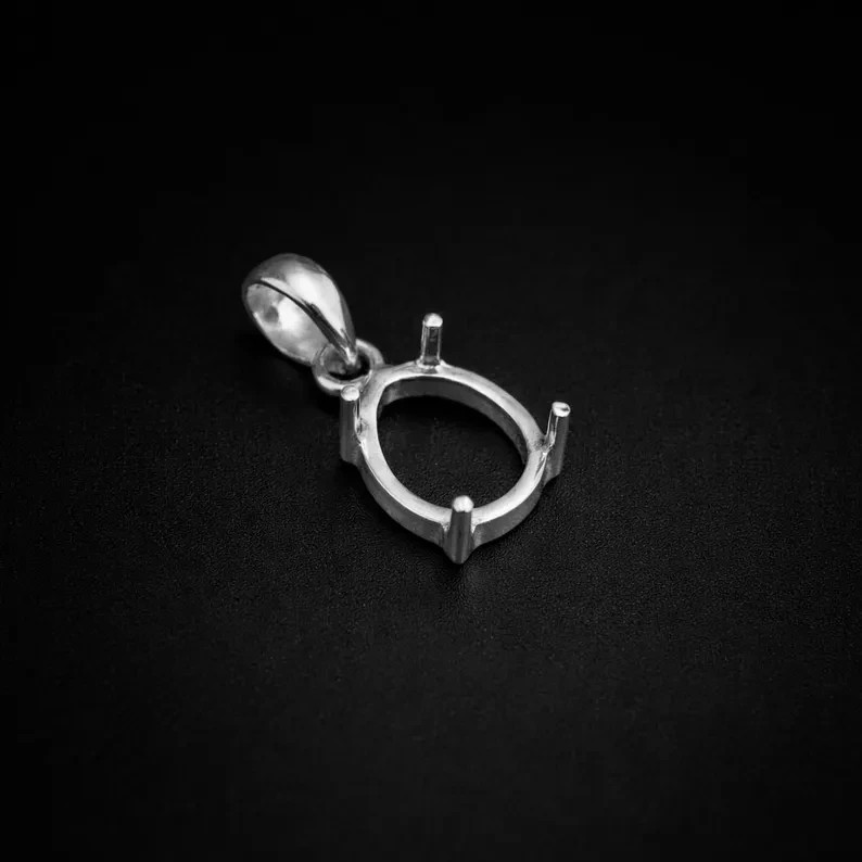 925 Sterling Silver 9x11mm Pear Semi Mount Pendant Setting Handmade Jewelry
