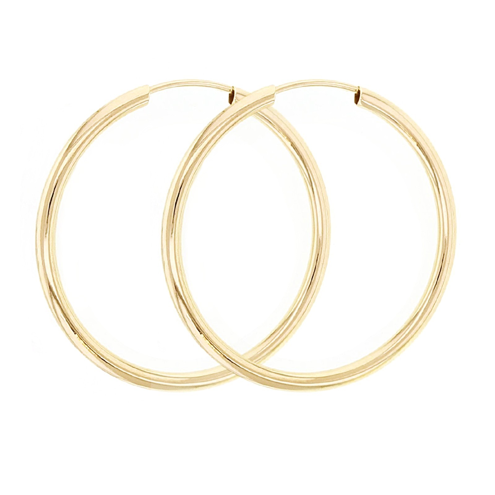 Italian 14k Yellow Gold High Polish Round Endless Hoop Earrings 24.7mm x 1.5mm