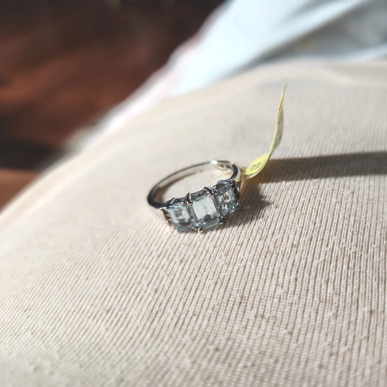 Ring Size 9 Light Blue Stone On SS 925 NWT
