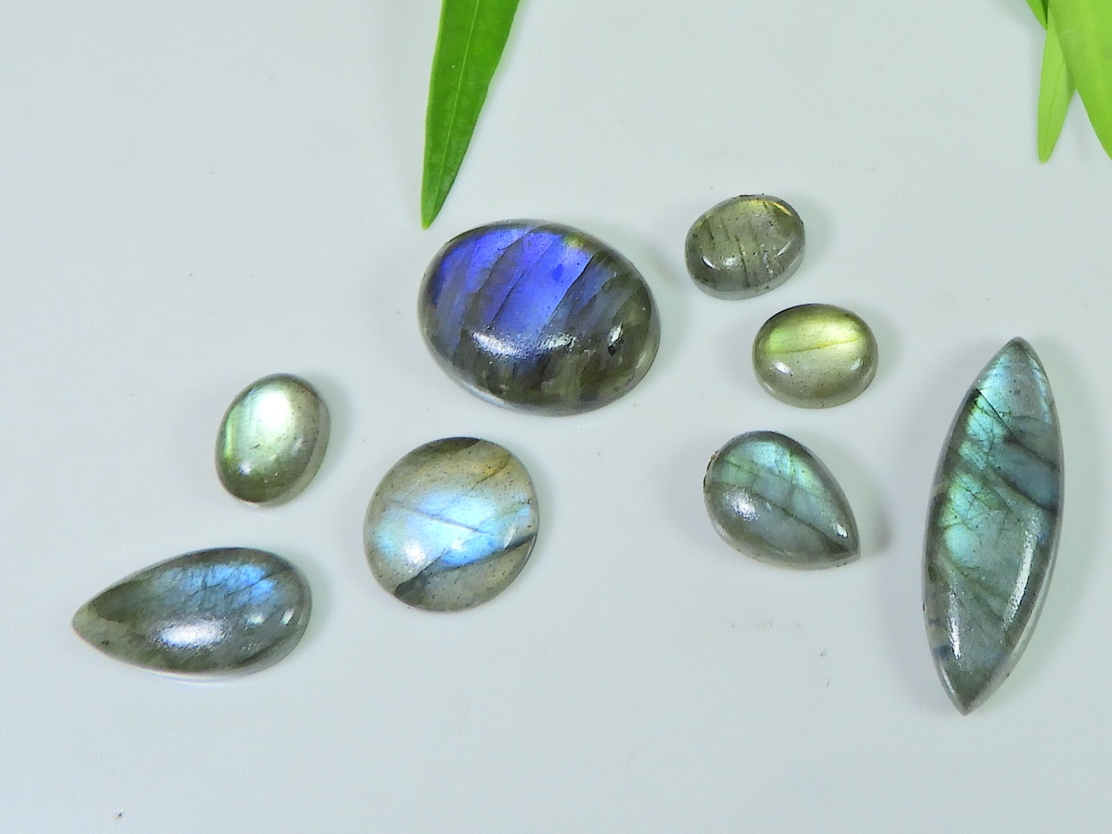 13X19MM Natural Labradorite Checker Cut Oval Cabochon Loose Gemstone 4PcsLot M79