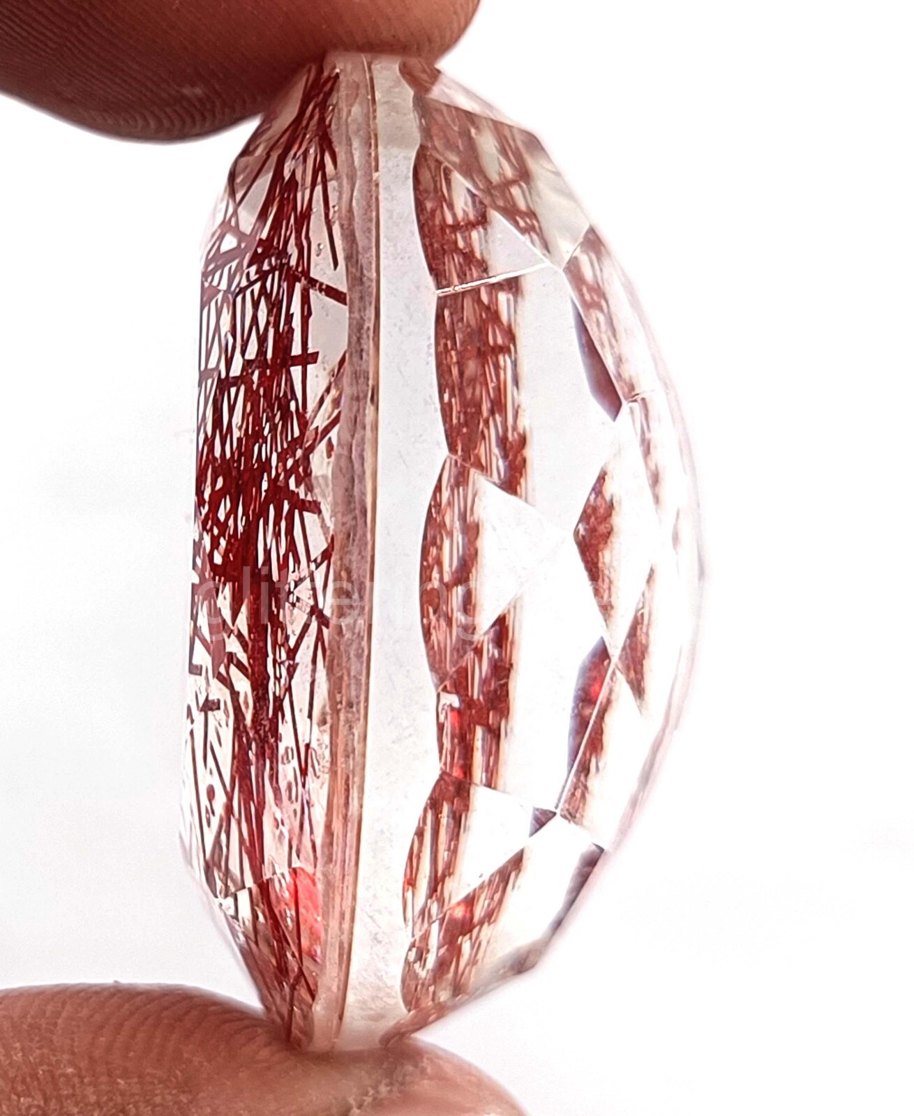 Oval Cut 101.60Ct Red Rutilated Quartz Certified Transparent Loose Gemstone 5AIZ