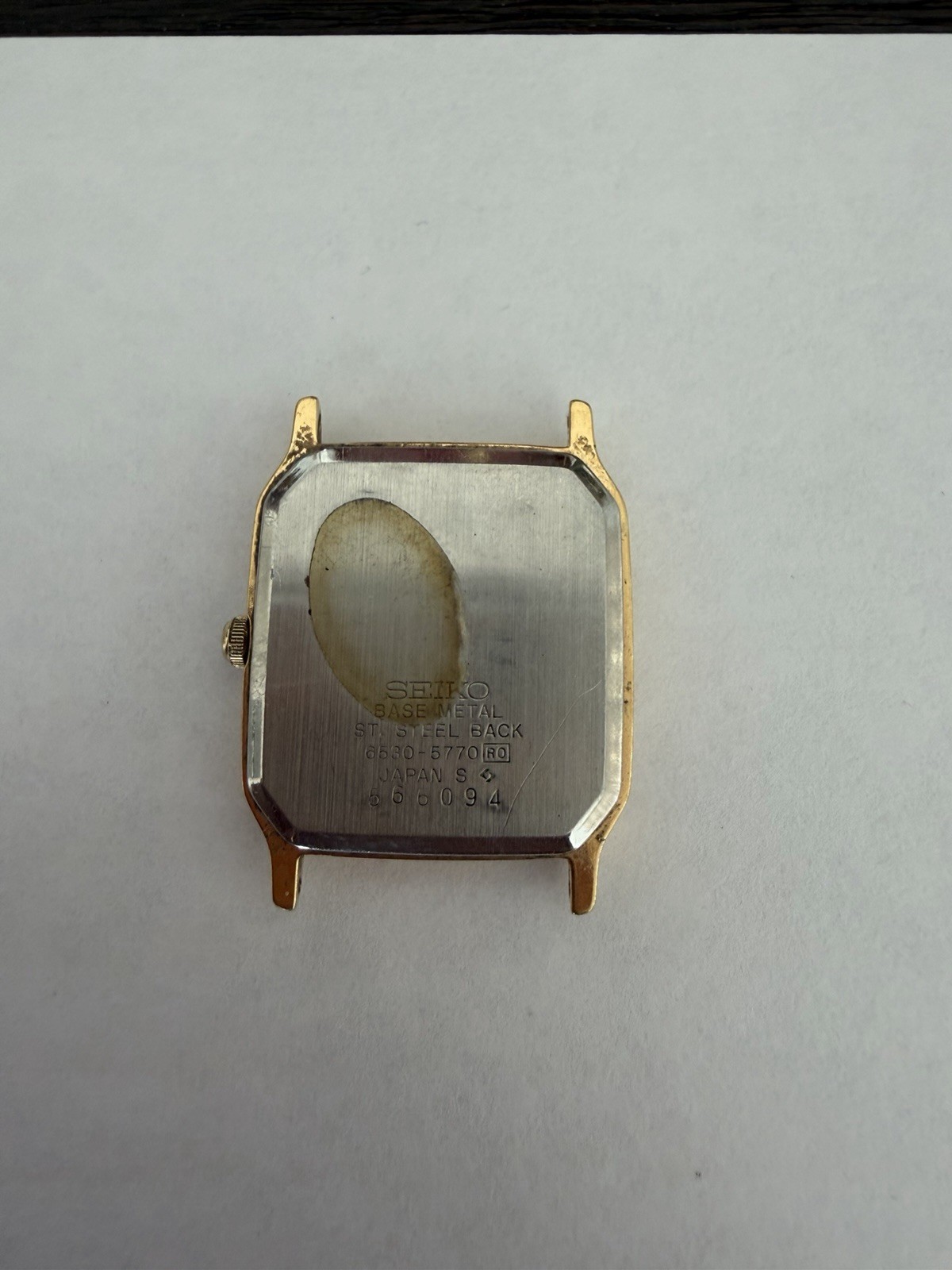 Seiko Quartz Gold Tone Square Analog Dress Watch Head Only Stick Indices