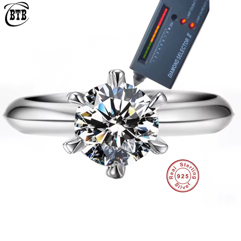 3CT Round Moissanite Engagement Ring Sterling Silver VVS1 Bridal Ring with GRA