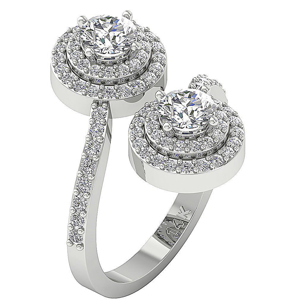 I1 G 1.85 Carat Natural Diamond Forever Us 2 Stone Halo Solitaire Ring 14K Gold