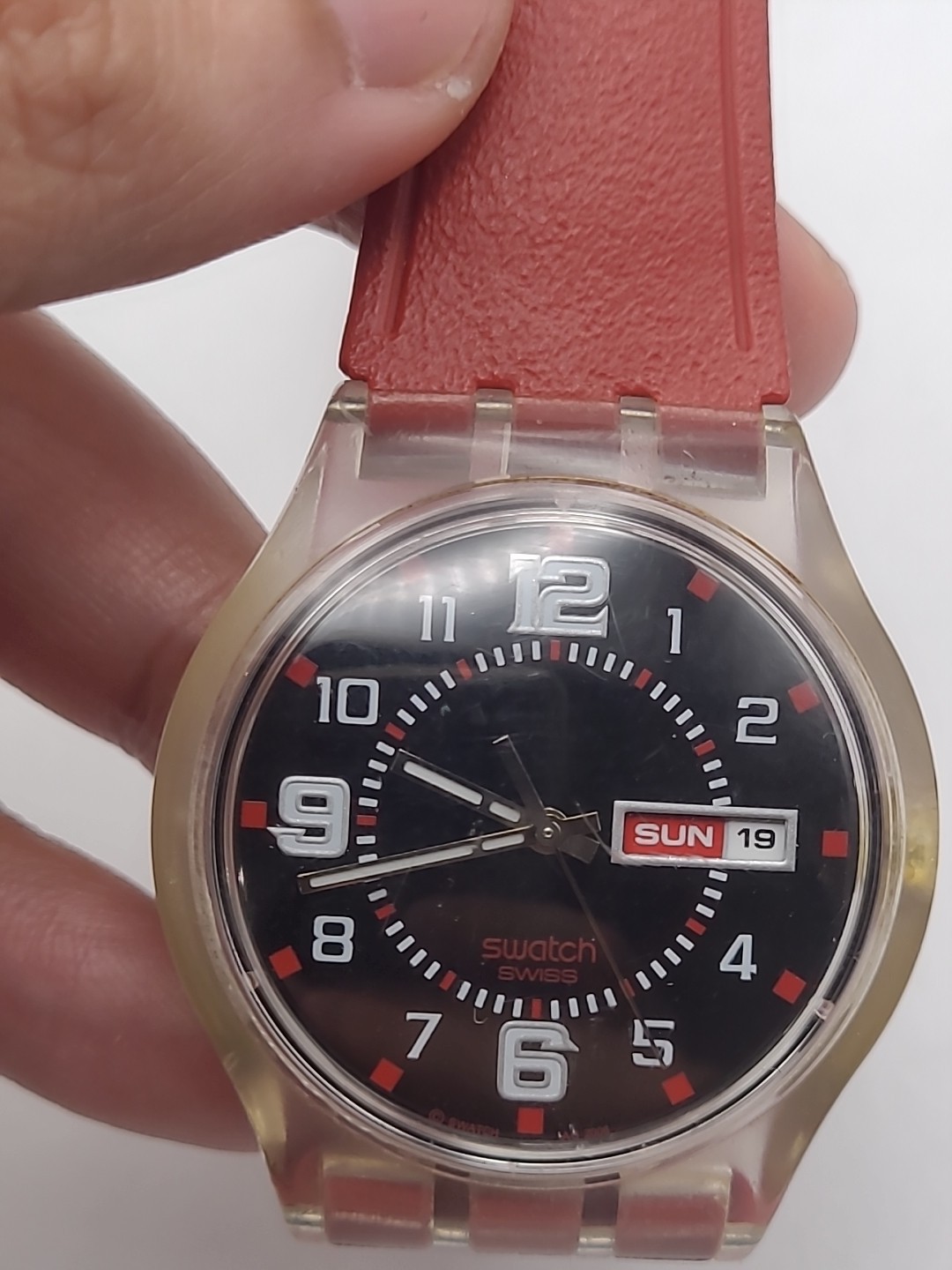 Vintage Swatch Analog Quartz Mens Watch “Ruby Touch” New Battery Working
