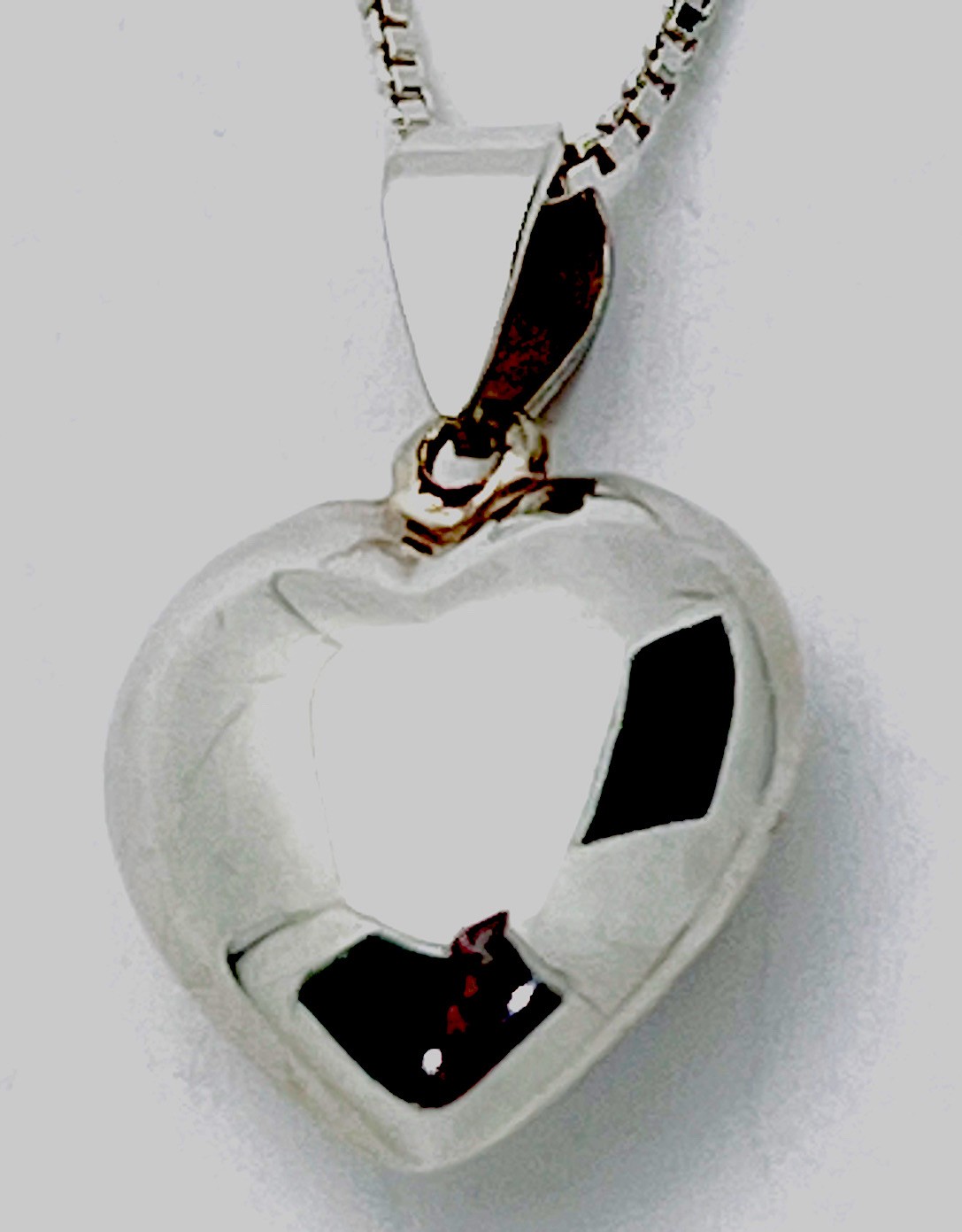 Sterling Silver 925 4.1 Gram Puffed Heart Necklace 16”