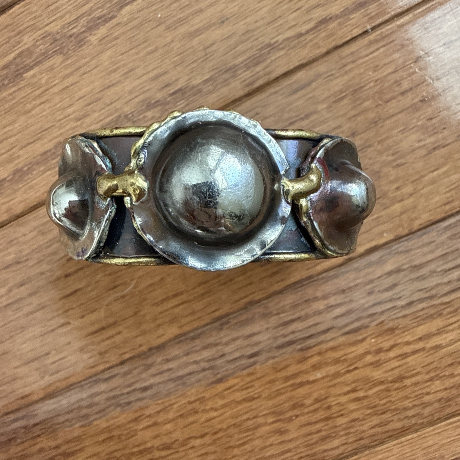 Metal Cuff Bracelet Artsy Looking; Unsure Of Metal Types