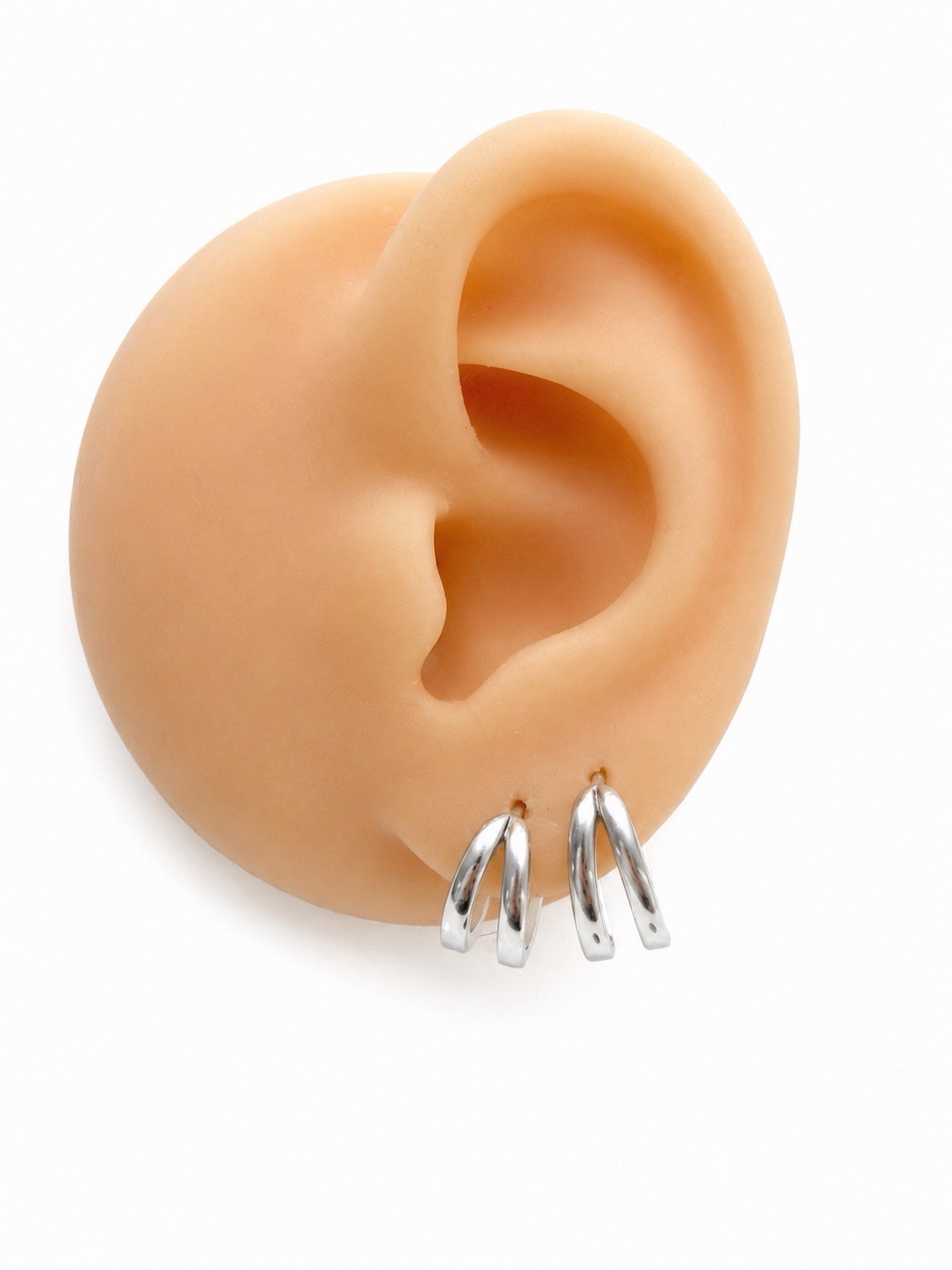925 Silver Double Hoop Huggie Earrings Minimalist Unisex Small Hoop Earrings B36
