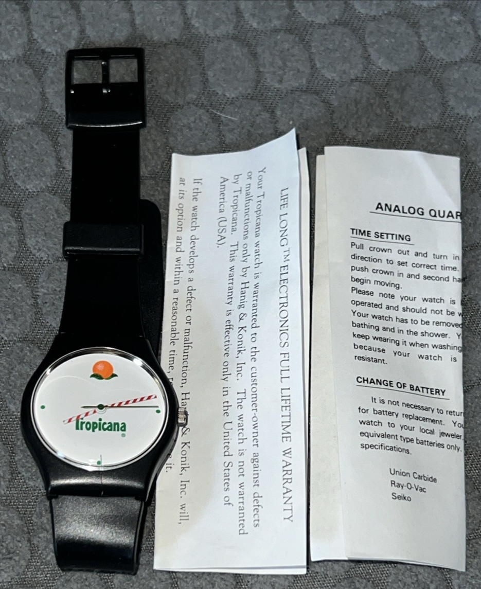 NOS Tropicana Novelty Advertisement Watch. Straw Dials. Needs New Battery.