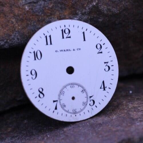 G. WAHL & Co. PORCELAIN POCKET WATCH DIAL 24.7mm DIAMETER (CD)