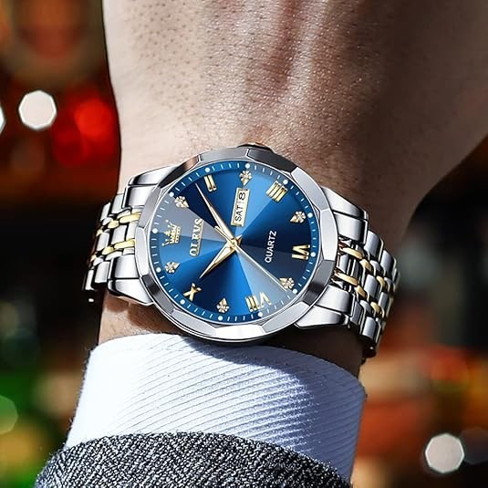OLEVS Men’s Waterproof Quartz Watch with Luminous Dial, Date, and Day Display
