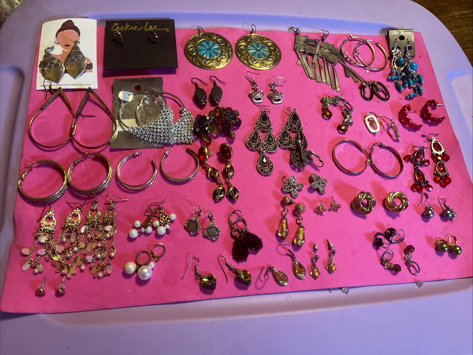 PIERCE EARRINGS LOT -39 PAIRS -COOKIE LEE, UNSIGNED MIXED STYLES