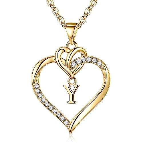Heart Initial Necklaces for Women & Girls – 14K Gold-Plated A-Z Jewelry Gift for