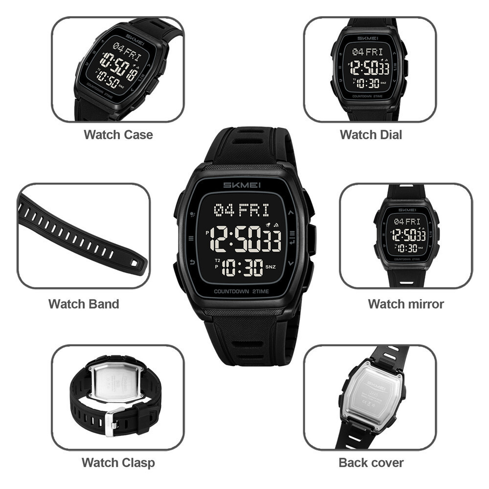 SKMEI Men Watch Countdown Stopwatch Fashion Boys Digital Wristwatch Sport Watch