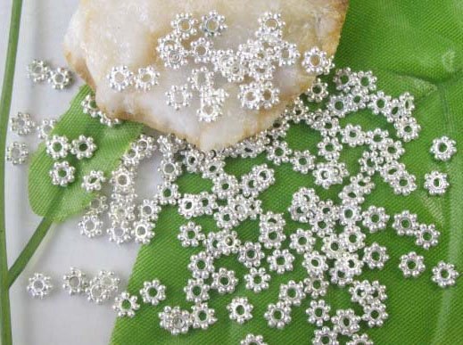 Wholesale 1000PCS Silver plated daisy spacer beads 4mm for jewelry making W308