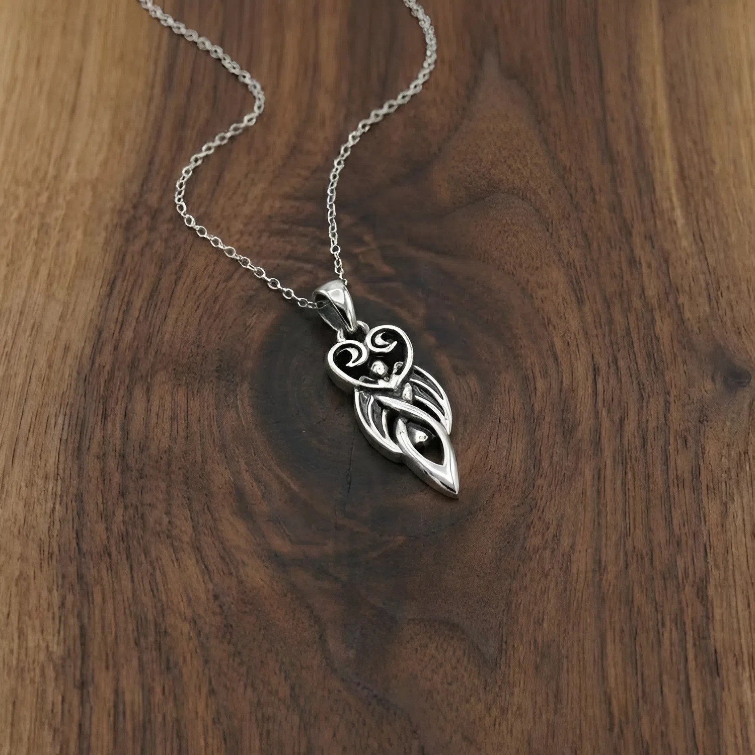 Sterling Silver Winged Lunar Goddess Pendant Wiccan Wicca Pagan Jewelry