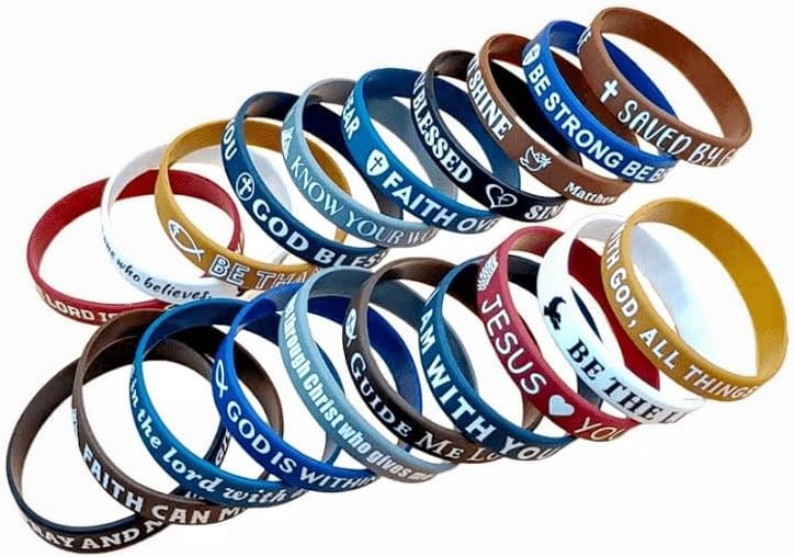 20PCS Christian Bible Verse Silicone Bracelets Religious Scripture Wristbands