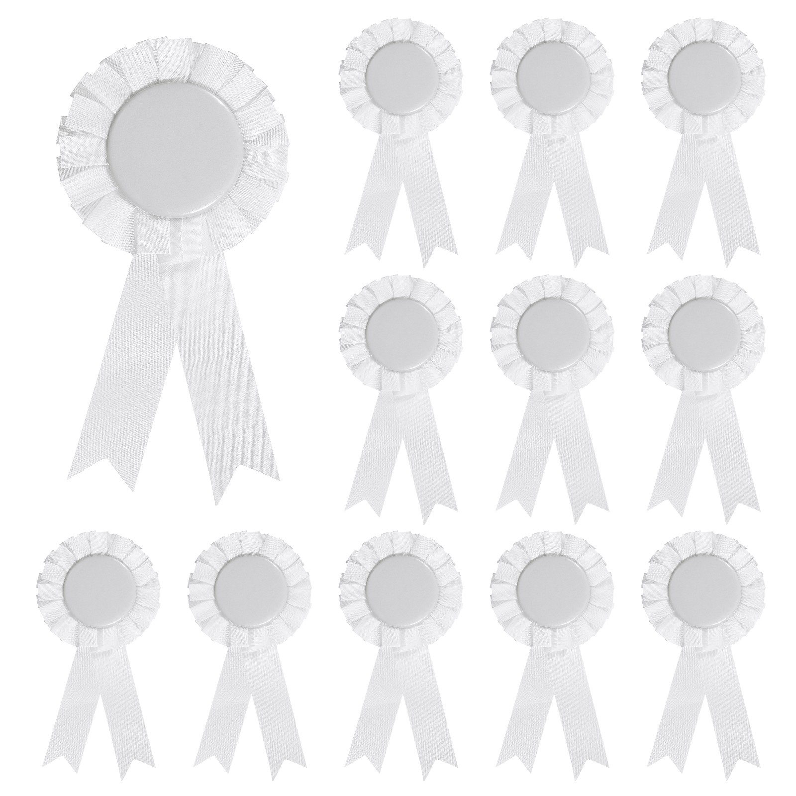 Blank Award Ribbon Prize, 12Pcs Party Badge Brooch for Women, White