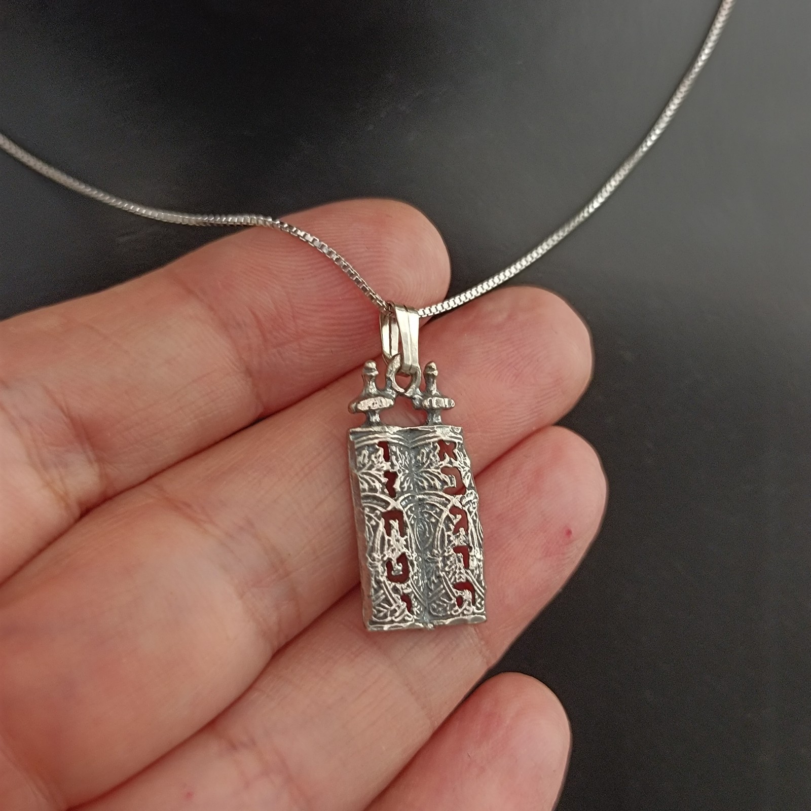 Ten Commandments Necklace Sterling Silver Torah Judaica Faith Men Women Gift VTG