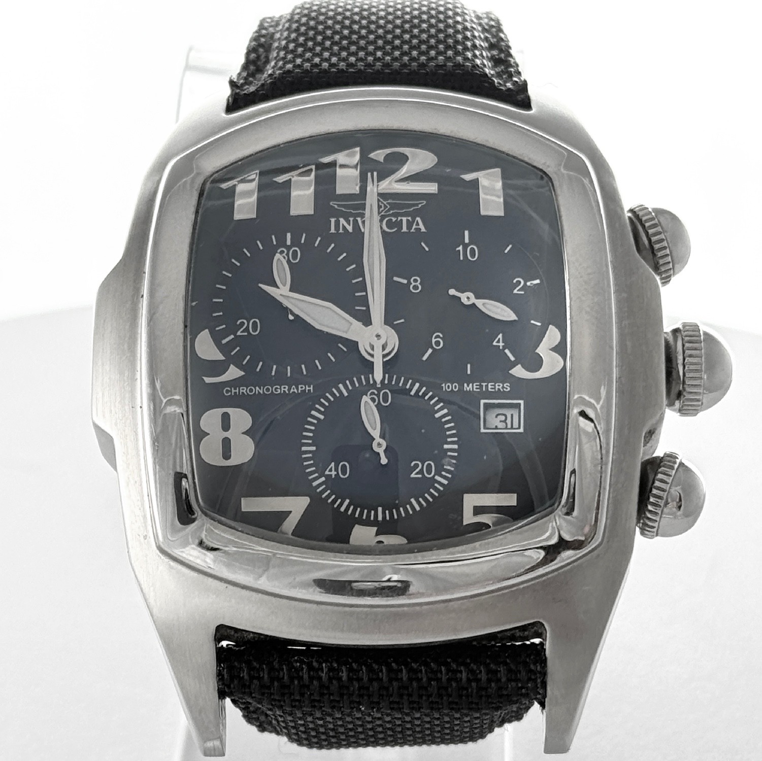 Invicta Lupah Chronograph Model 4544 mens watch black dial great condition 47mm