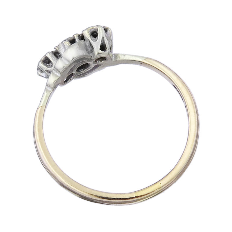 Ring Diamonds 375 Yellow Gold Platinum Antique