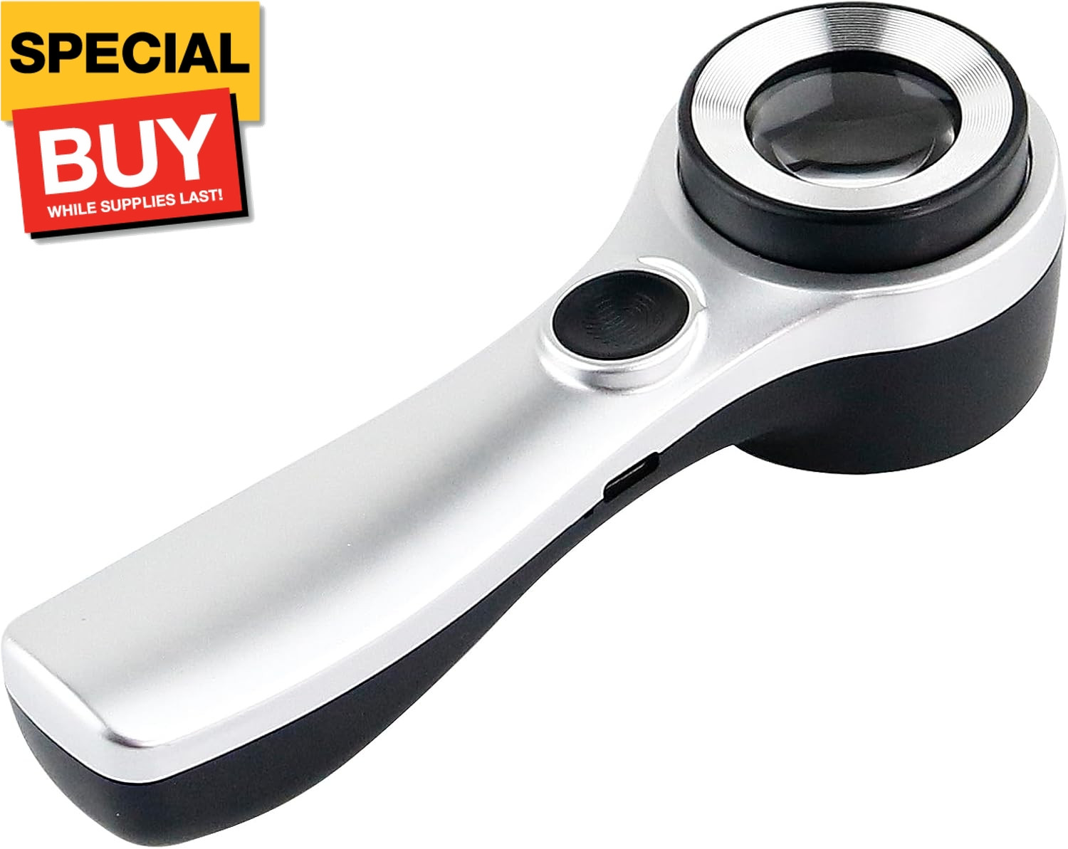 Handheld 10X Magnifier Loupe Optical Glass Magnifying Glass with Light Scale Mag