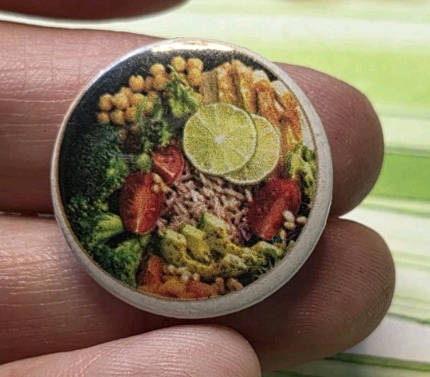 Unique Vintage Produce Fruits And Veggies Plastic Pin