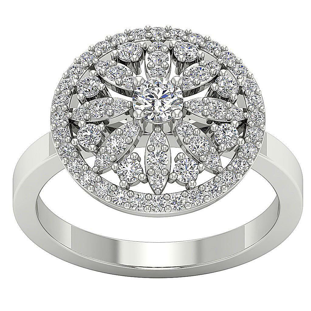 Designer Right Hand Engagement Ring SI1 G 1.15 Ct Natural Diamond 14K White Gold