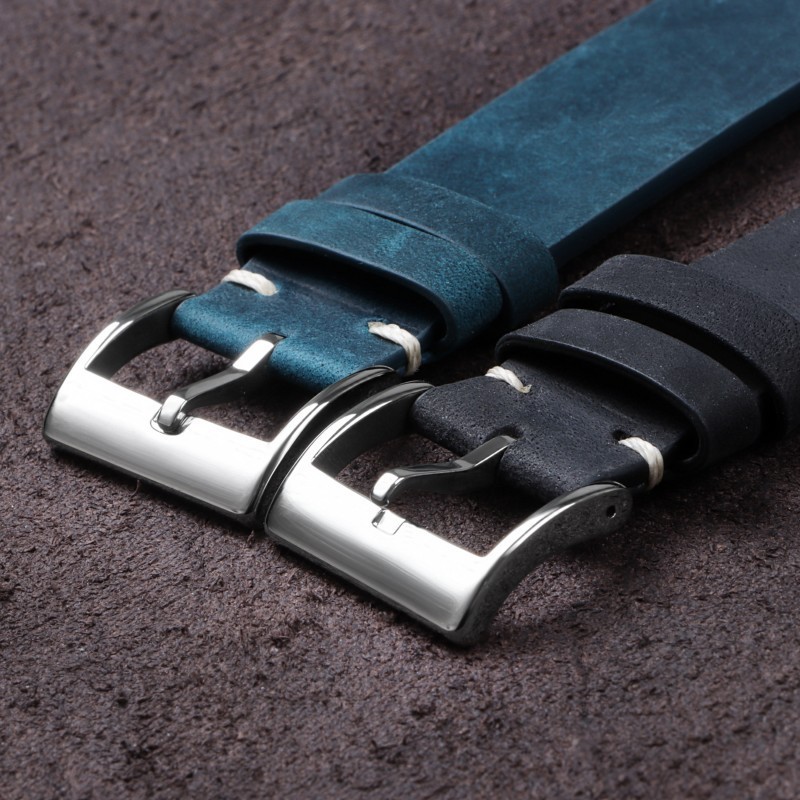 Retro Crazy Horse Genuine Leather Watch Straps Mens Solid Buckle Band 18/20/22mm