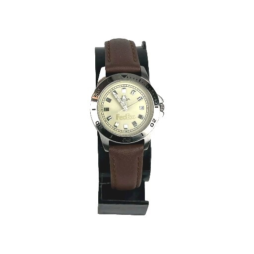 Montreux Women’s Watch FED EX LOGO Silver Tone Case Brown Leather New Battery