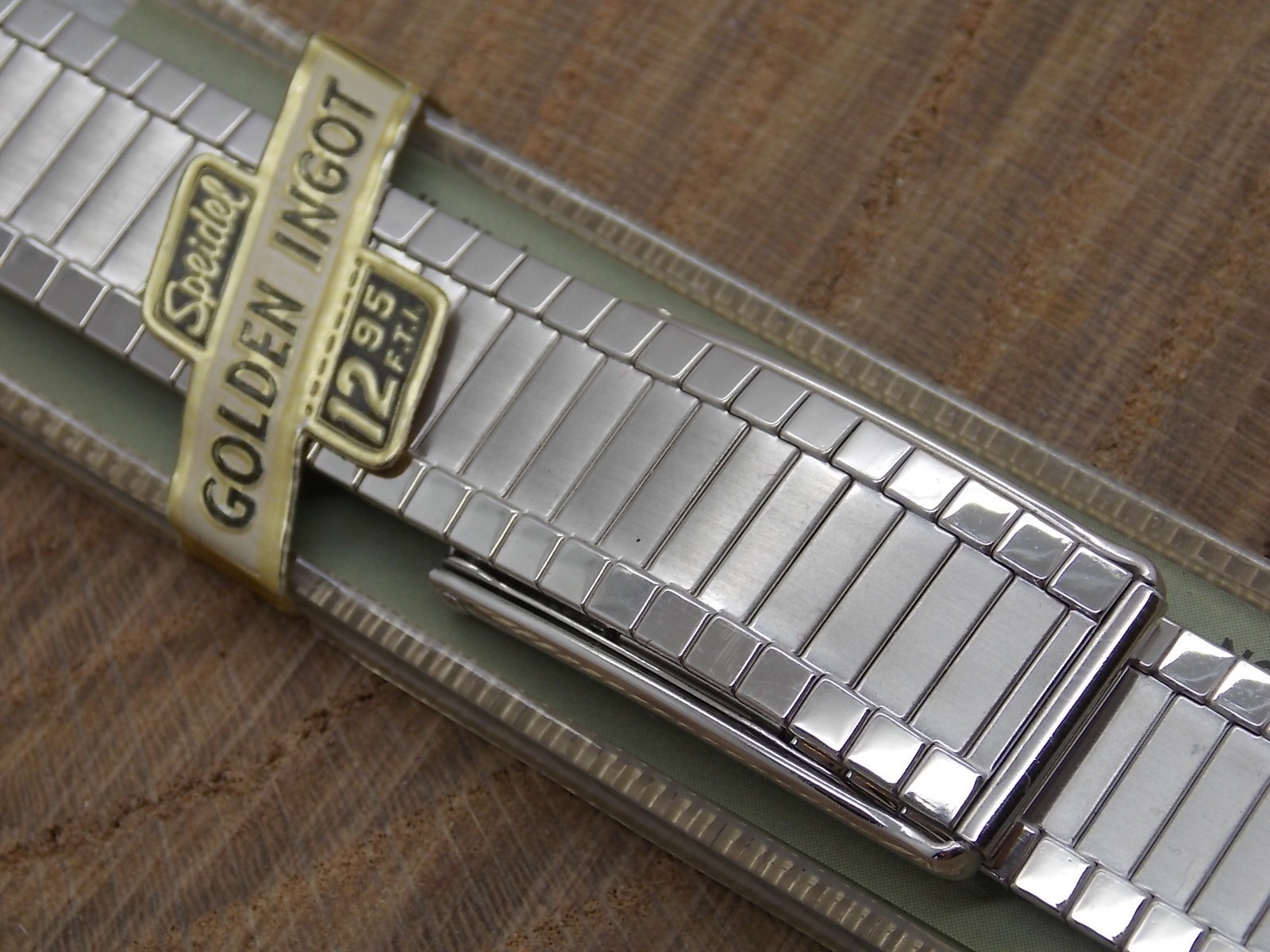 Vintage NOS NIP 1950s Speidel Golden Ingot Hidden fold over clasp watch band 19