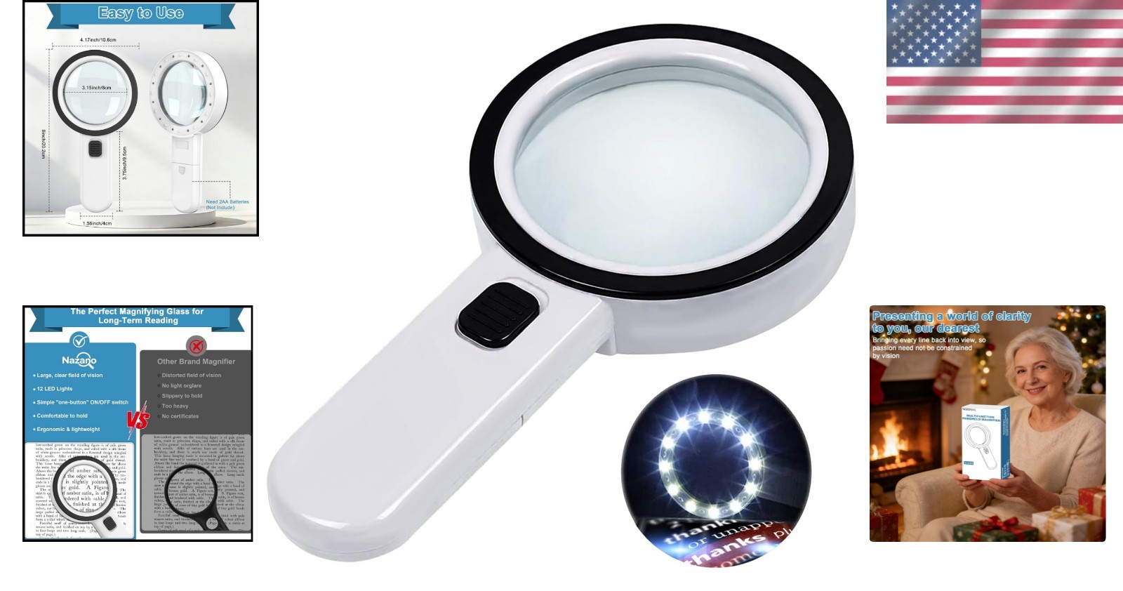 Ultra-Clear Optical Lens Handheld Magnifier – 12 LED for All Ages & Hobbies