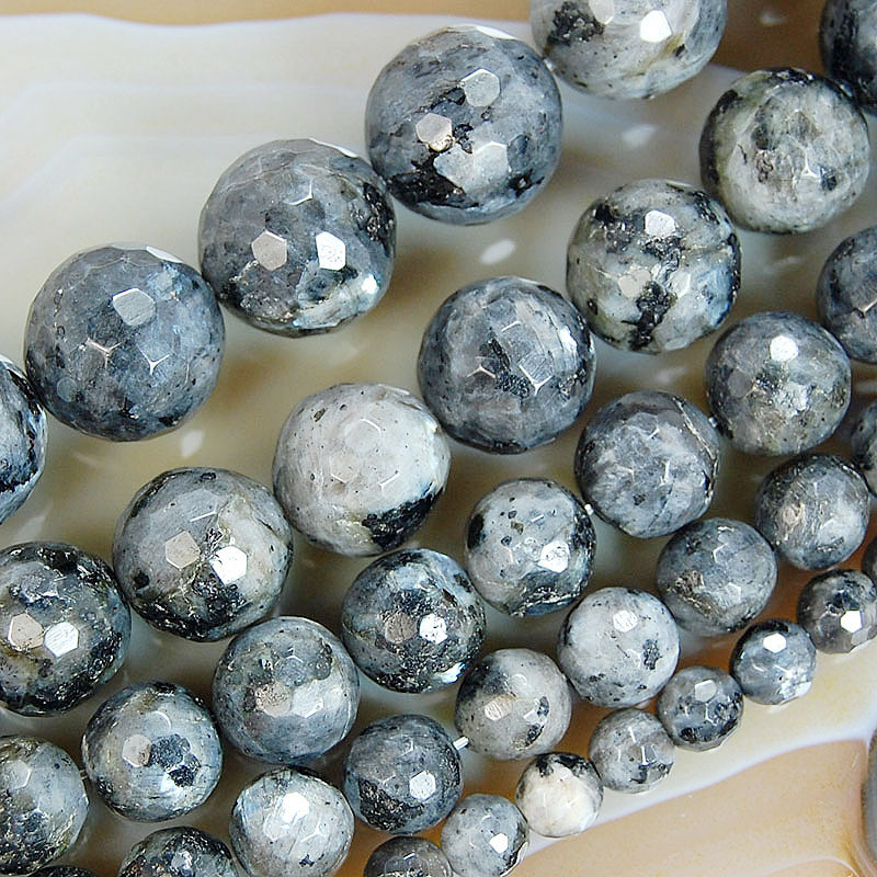Faceted Natural Black Larvikite Round Beads 15″ 6mm 8mm 10mm 12mm 14mm Pick Size